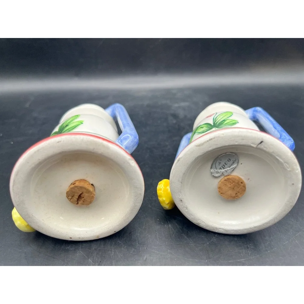 Vtg Napco Lantern Salt & Pepper Shakers Floral Ceramic Japan 1950s 3.5